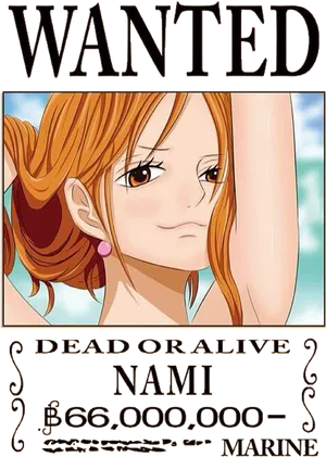 One Piece Nami Wanted Poster PNG Image