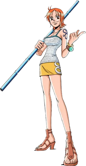 One_ Piece_ Nami_ With_ Clima Tact_ Staff PNG Image