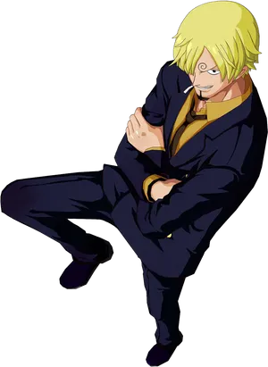 One Piece Sanji Action Pose PNG Image