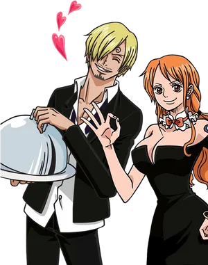 One Piece Sanji Love Struckby Nami PNG Image