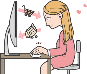 Online Shopping Cartoon Experience PNG