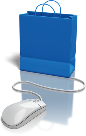 Online Shopping Conceptwith Blue Bagand Mouse PNG Image