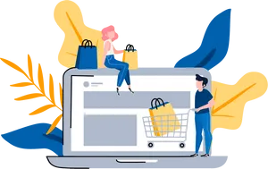 Online Shopping Experience Illustration PNG Image