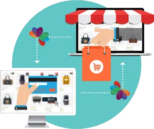 Online Shopping Process Illustration PNG Image