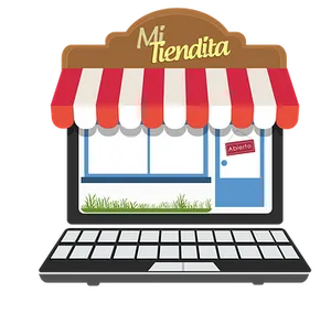Online Storefront Laptop Illustration PNG Image