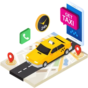 Online Taxi Booking Concept PNG Image