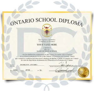 Ontario High School Diploma Template PNG Image