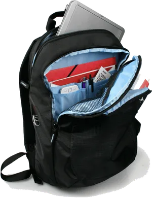 Open Backpackwith Contents PNG Image