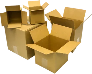 Open Cardboard Boxes Cluster PNG Image