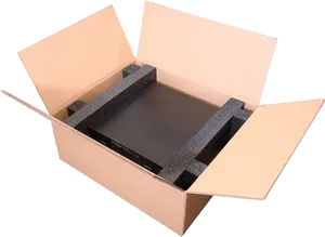 Open Cardboard Boxwith Foam Padding PNG Image