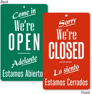 Open Closed Sign Bilingual PNG Image