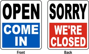 Open Closed Sign Flipside PNG Image