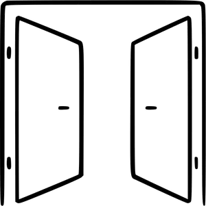 Open Double Doors Vector Illustration PNG Image