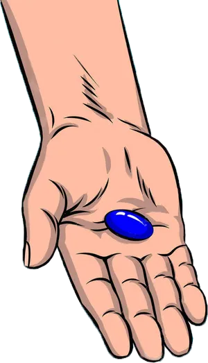 Open Hand With Blue Pill PNG Image