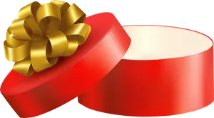 Open Red Gift Boxwith Golden Ribbon PNG Image