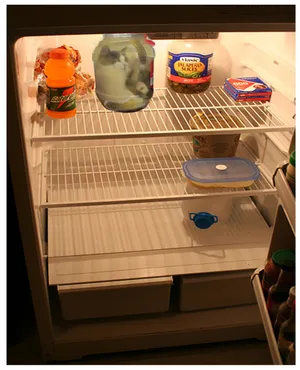 Open Refrigerator With Few Items PNG Image