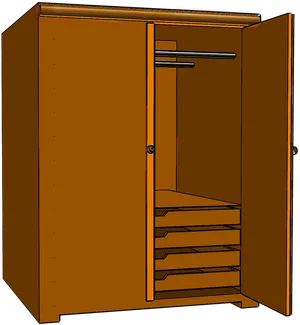 Open Wooden Closet Design PNG Image