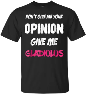 Opinion Gladiolus Black Tshirt Design PNG Image