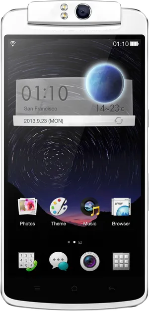 Oppo Smartphone Front View Display PNG Image