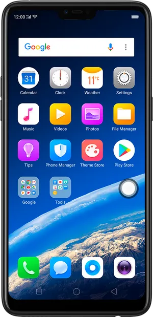 Oppo Smartphone Interface Display PNG Image