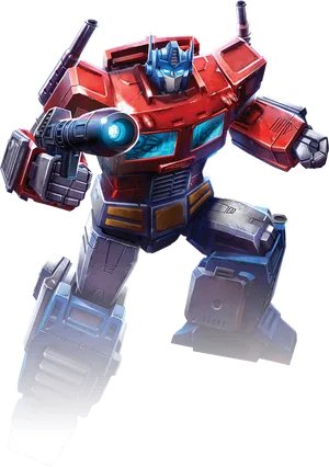 Optimus Prime Action Pose PNG Image