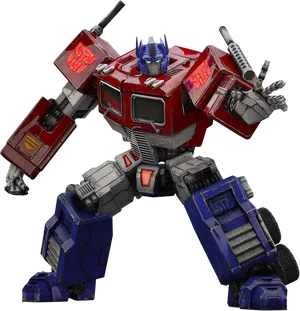 Optimus Prime Action Pose PNG Image