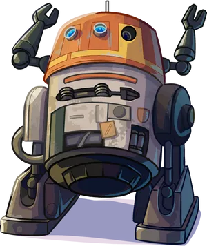 Orange Astromech Droid Illustration PNG Image