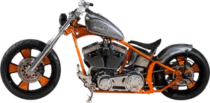 Orange Black Custom Chopper Motorcycle PNG Image