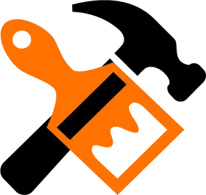 Orange Black Hammer Saw Icon PNG