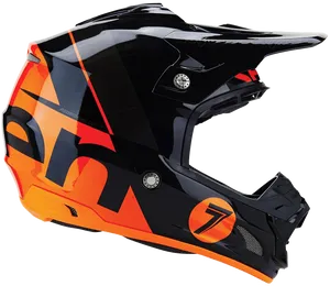 Orange Black Motocross Helmet PNG Image