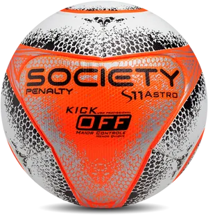 Orange Black Soccer Ball PNG Image