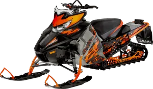 Orange Black Yamaha Snowmobile PNG Image