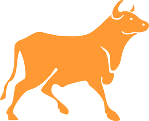 Orange Bull Silhouette PNG Image