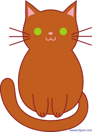 Orange Cartoon Cat Illustration PNG Image