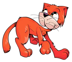 Orange Cartoon Cat Skeptical Look.png PNG Image