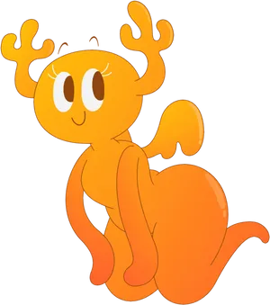 Orange Cartoon Character Smiling PNG Image