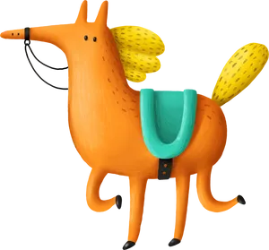 Orange Cartoon Horse Illustration PNG Image