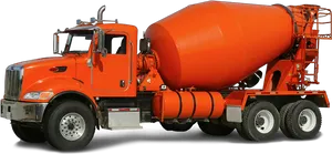 Orange Cement Mixer Truck PNG Image