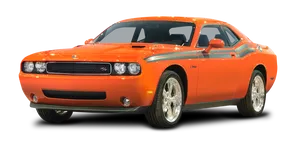 Orange Dodge Challenger Classic Car PNG Image