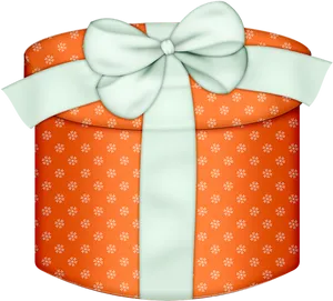 Orange Gift Boxwith White Ribbon PNG Image