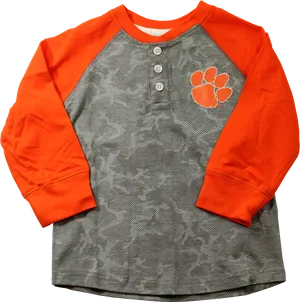 Orange Grey Camo Baseball Shirt PNG Image