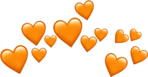 Orange Heart Crown Graphic PNG Image