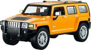 Orange Hummer H3 S U V Side View PNG Image