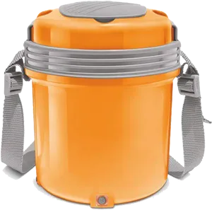 Orange Insulated Tiffin Boxwith Strap PNG Image