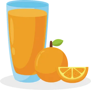 Orange Juice Glassand Fruit Illustration PNG Image