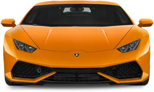 Orange Lamborghini Huracan Front View PNG Image