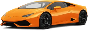 Orange Lamborghini Huracan Side View PNG Image