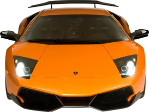 Orange Lamborghini Murcielago S V Front View PNG Image