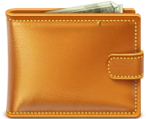 Orange Leather Walletwith Cash PNG Image