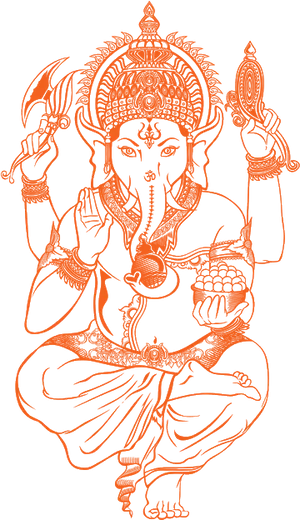 Orange Lord Ganesh Artwork PNG Image